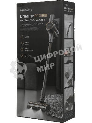 Пылесос вертикальный Dreame Cordless Vacuum Cleaner R10 Pro черный, питание от аккумулятора, 150 Вт, уборка сухая, пылесборник 0.6 л
