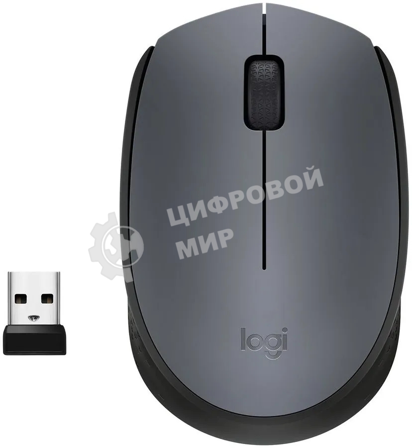 Мышь беспроводная Logitech M170 черный/темно-серый, 1000 dpi, радиоканал, USB, кнопки - 3