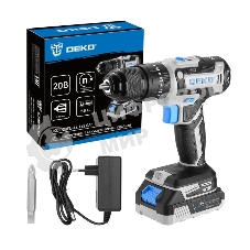 Дрель-шуруповерт Deko DKCID20FU-Li, 20 В, 2 Ач, 40 Нм, щеточный, ударный