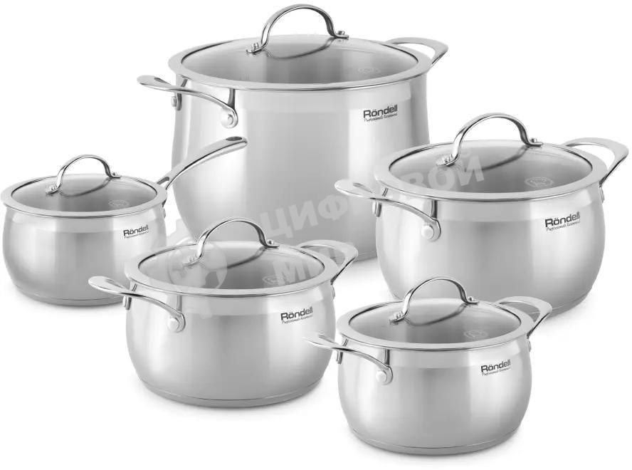 Набор посуды 10 предметов Rondell Admiring RDS-1610 (кастрюли с/кр 18 см, 20 см, 22 см, 24 см, ковш с/кр 16 см)