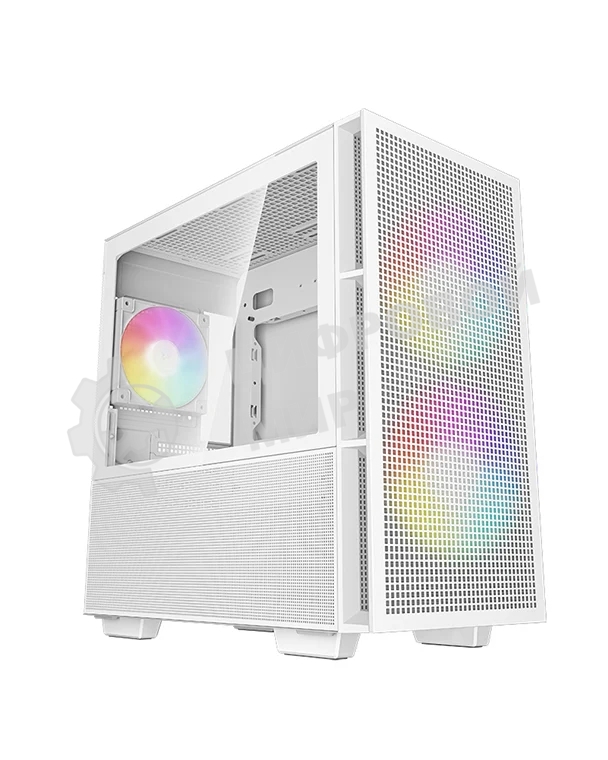 Компьютерный корпус Deepcool CH360 WH без БП, боковое окно (закаленное стекло), 2x140мм ARGb LED вентилятор спереди и 1x120мм ARGb LED вентилятор сзади, белый, mATX