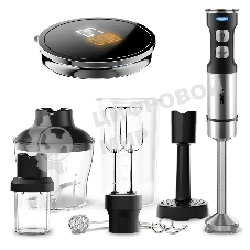 Блендер CENTEK CT-1367 (сталь) 1500 Вт, 8в1, блендер/венчик/чоппер/кофе, ДИСПЛЕЙ 650мл стакан 800мл