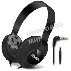 Проводные наушники SVEN AP-310M черный, накладные, jack 3.5 мм, встроенный микрофон