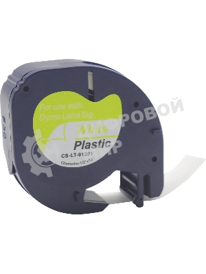 Картридж ленточный Cactus CS-LT-91201 черный шрифт, белый фон (12 мм, 4 м) для Dymo Letra Tag LT-100H