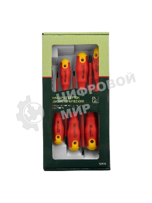 Набор отверток Сибртех диэлектрических до 1000в тестер crv двухкомпонентные рукоятки (7 шт.)