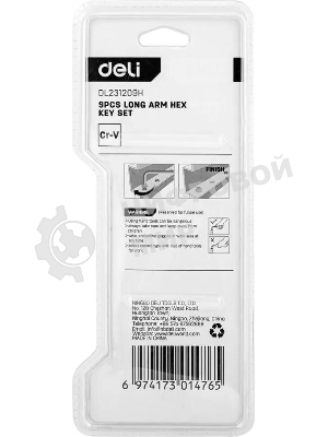 Набор шестигранных ключей Deli DL231209H Материал: CR-V. Спецификация: 1,5,2,2,5,3,4,5,6,8,10мм.