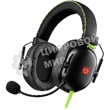 Гарнитура Defender Toxic чёрный, проводная, USB / mini jack 3.5 мм, подсветка