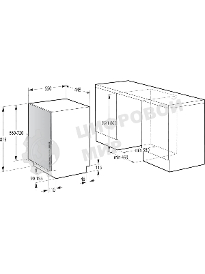 Встраиваемая посудомоечная машина Gorenje GV561D10, узкая, ширина 44.8см, полновстраиваемая, загрузка 11 комплектов