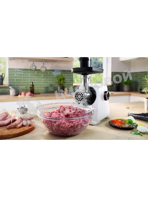 Мясорубка электрическая Bosch MFWS607W белый, 2100 Вт, 3.5 кг/мин, реверс, насадки - 4