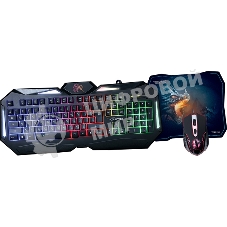 Комплект клавиатура+мышь Qumo Spirit of Wisdom проводной, USB, 2400 DPI, чёрный