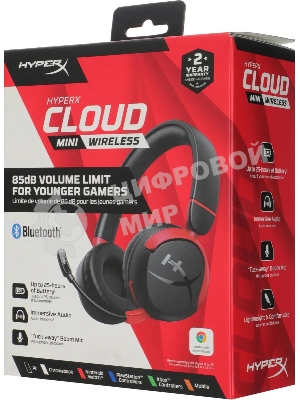 Наушники с микрофоном HyperX Cloud Mini черный/красный накладные BT оголовье (7G8F1AA)