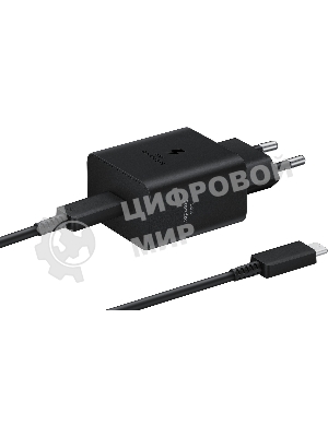 Сетевое зарядное устройство Samsung 45W (USB Type-C порт, кабель USB Type-C в комплекте), черное