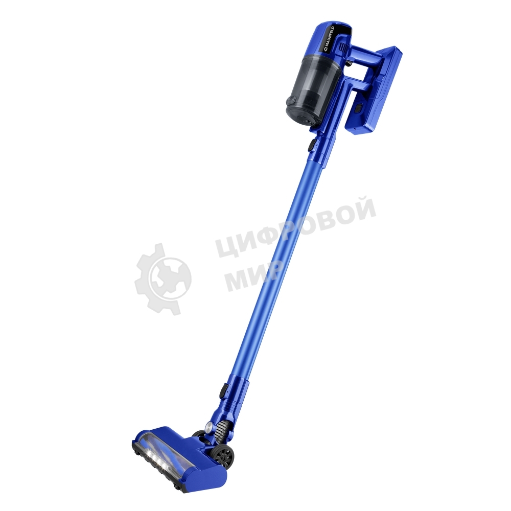 Пылесос вертикальный Maunfeld MF-2032BL PRO синий, питание от аккумулятора, 200 Вт, уборка сухая, пылесборник 0.5 л, работа от АКБ max - 35 мин