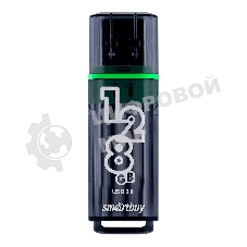 Флешка USB SmartBuy Glossy Dark Grey (SB128GbGS-DG), 128Gb, USB 3.0/3.1, R/W 75/25, черный/зеленый
