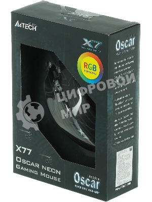 Мышь проводная A4Tech X77 черный, 2400 dpi, USB, кнопки - 8