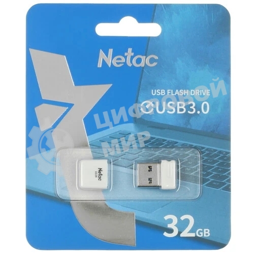 Флешка USB Netac U116 white (N3U116N32G-32WH), 32GB, USB 3.2, R/W 90/30, белый