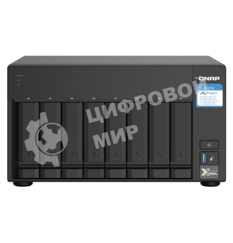 Сетевое хранилище без дисков SMB QNAP TS-832PX-4G 8-Bay NAS, AL324 64-bit quad-core 1.7GHz, 4Gb DDR4 SO-DIMM RAM (up to 1x16 Gb), 8 x 3.5