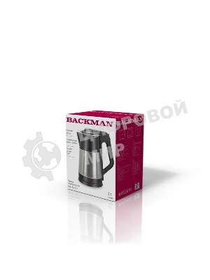 Чайник электрический BACKMAN BM-TEA 727 2,3 л, 2200 Вт, серебристый/черный