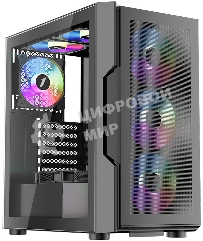 Компьютерный корпус 1STPLAYER TRILOBITE T7-P черный ATX 4x120мм LED fans T7-P-BK-4F1