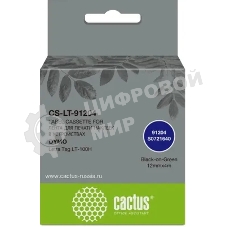 Картридж ленточный Cactus CS-LT-91204 черный шрифт, зеленый фон (12 мм, 4 м) для Dymo Letra Tag LT-100H