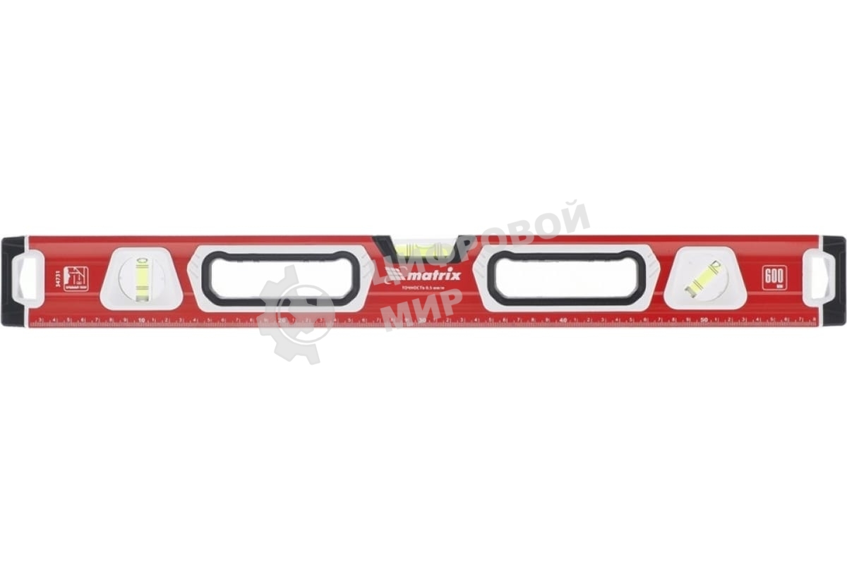 Уровень Matrix алюминиевый, магнит фрезерованный, 3 глазка 2 комп, рукоятки, 600 мм