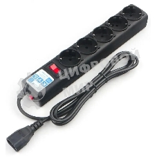 Сетевой фильтр PowerCube, PC 3м, 5р, черный граф. 10А, UPS(C14), SPG5-B3