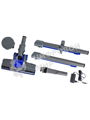 Пылесос вертикальный SUPRA VCS-4094 синий/серый, питание от аккумулятора, 130 Вт, уборка сухая, пылесборник 0.6 л, работа от АКБ max 30 мин.