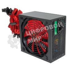 Блок питания Ginzzu PC600 Red, 600Вт, 80 PLUS, 140мм, черный/красный