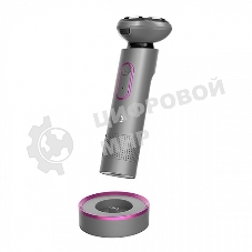 Электробритва BQ SV1008 Gray-Pink. Мощность 5 Вт/Время зарядки 90 минут/Время беспроводной работы 90 минут/Влагозащита IPX6/Электропитание 110-240 В, 50-60 Гц/Ротационная головка бритвы/Мощный мотор/Индикатор заряда батареи/Портативная база для подзарядки/3 насадки в комплекте