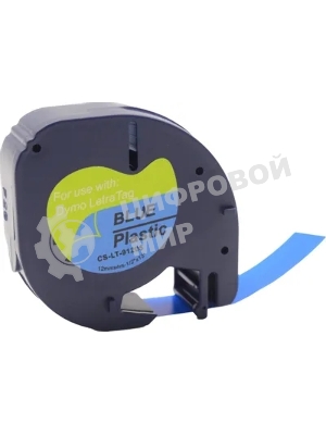 Картридж ленточный Cactus CS-LT-91205 черный шрифт, синий фон (12 мм, 4 м) для Dymo Letra Tag LT-100H