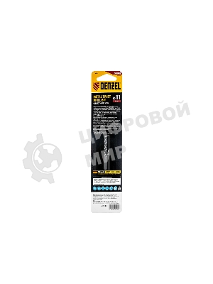 Сверло спиральное по металлу Denzel 11 x 142мм, Р6М5, Golden Tip, многогранная заточка