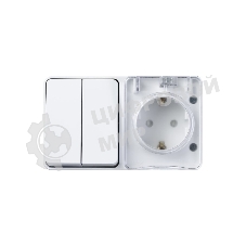 Блок ОП AtlasDesign Profi54 розетка 16А 250В с заземл. защ. шторки + 2-кл. выключатель 10А IP54 бел. SchE