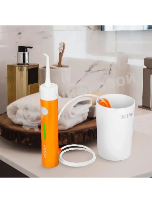 Ирригатор Kitfort КТ-2957-4 оранжевый/белый, от аккумулятора, 320 мл, 3 режима
