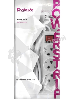 Удлинитель с заземлением Defender L330 16 А,1.5 м, заземление, выключатель