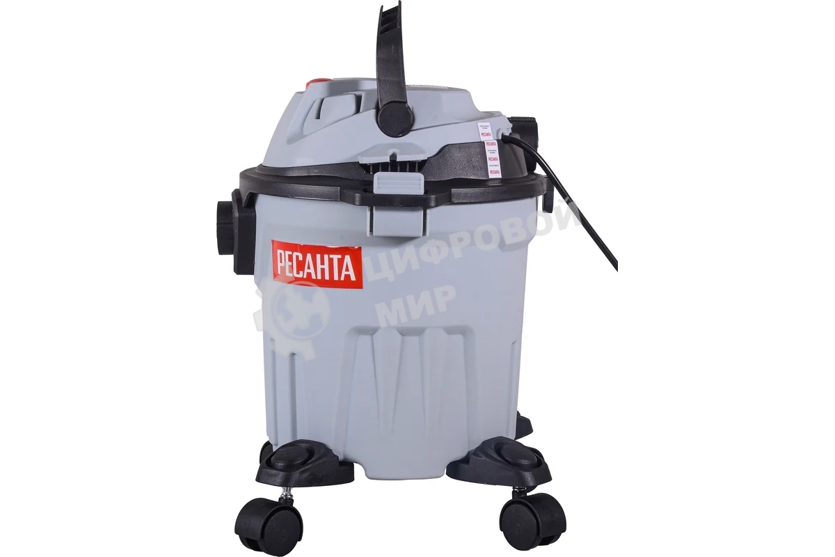 Строительный пылесос Ресанта ПС-1400/15 серый, 1400 Вт, уборка сухая/влажная/выдув, пылесборник бак/мешок, 15 л