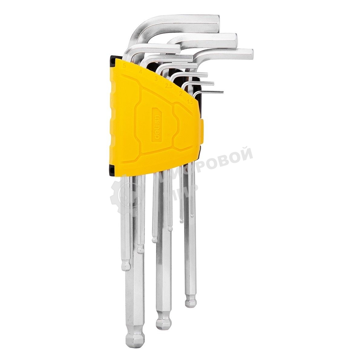 Набор шестигранных ключей с шаром Deli DL3088 9 шт. Размер: 1,5-10 мм. Материал: Cr-V. Шаровой конец. Хромированный.