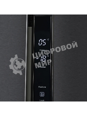 Холодильник Hyundai CS4505F черная сталь двухкамерный Side by Side 271/165л морозилка сбоку