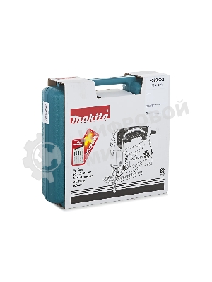 Лобзик электрический Makita 4329KX1 Лобзик,в\рук, 450Вт,500-3100об\м,ход-18мм,рез-65мм,1.9кг,чем,маятн,набор A-86898