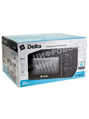 Микроволновая печь Delta DL-85L20 черный, 20 л, 700 Вт, переключатели - поворотный механизм
