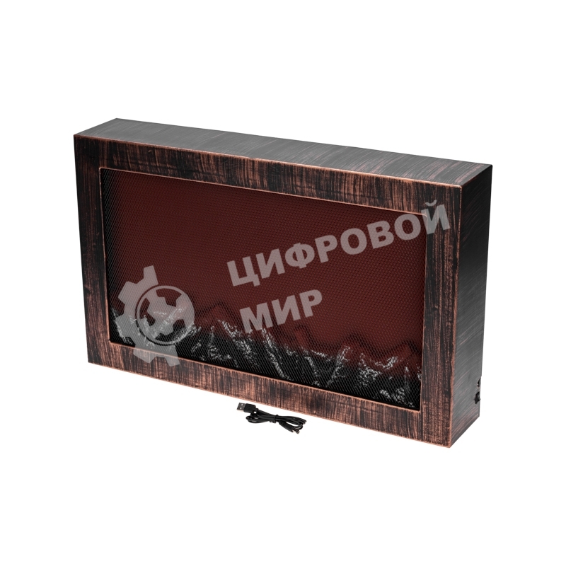 Светодиодный камин Neon-night Ретро с эффектом живого огня 60,3х11х36,8см, работает от батареек 3хС (в комплект не входят) или от USB (в комплекте), бронзовый