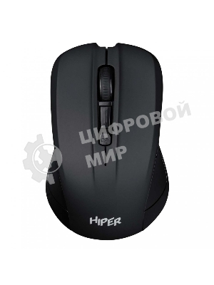 Мышь беспроводная HIPER HOMW-101, 1000-1600 dpi, оптический, 4 кнопки, Soft-touch покрытие, USB-приемник, 2,4 ГГц, батарея 1хАА, черный (HOMW-101)