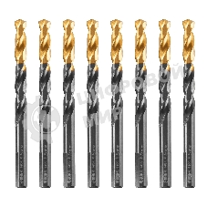 Сверло по металлу Denzel 8,5 мм, HSS-Tin, Golden Tip, 8 шт.
