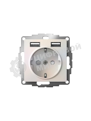 Розетка SE AtlasDesign Жемчуг SO + USB A+A, 5В/2,4А, 2х5В/1,2А, механизм