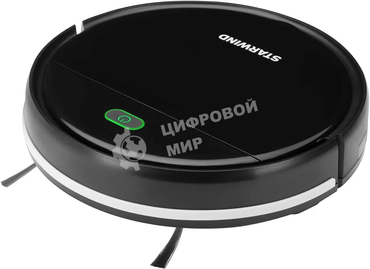 Робот-пылесос Starwind SRV3950 черный, 18 Вт, 1500 мА·ч Li-Ion, уборка влажная/сухая, пылесборник контейнер 0.2 л