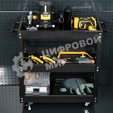 Тележка инструментальная трехсекционная на колесах Deli DL433013 510x260x580мм, до 90кг, толщина полки 0,6мм, толщина стойки 1мм