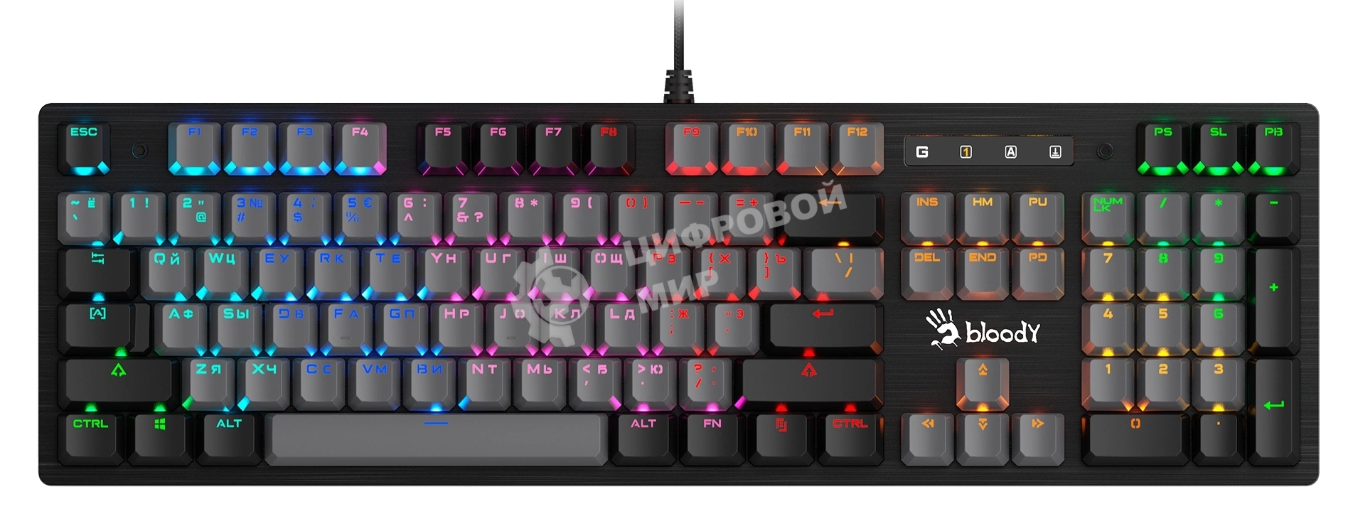 Клавиатура проводная A4Tech Bloody B828N USB черный/серый