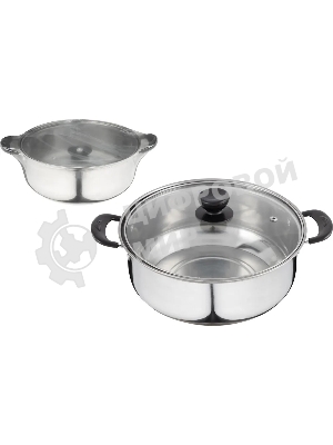 Кастрюля Promo, объем 2,9 л, из нержавеющей стали с крышкой из жаропрочного стекла 104615