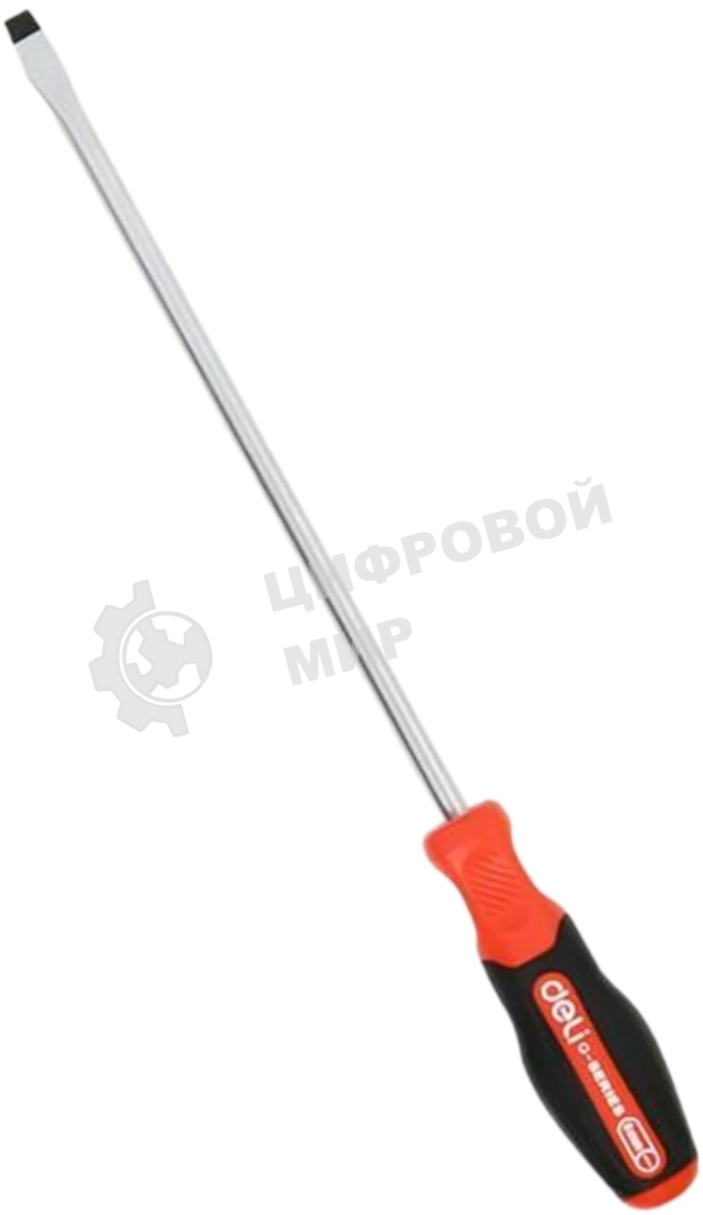 Отвертка шлицевая Deli DL3452 SL8x250мм сталь S2, матовый стержень, двухкомпонентная прорезиненная рукоять