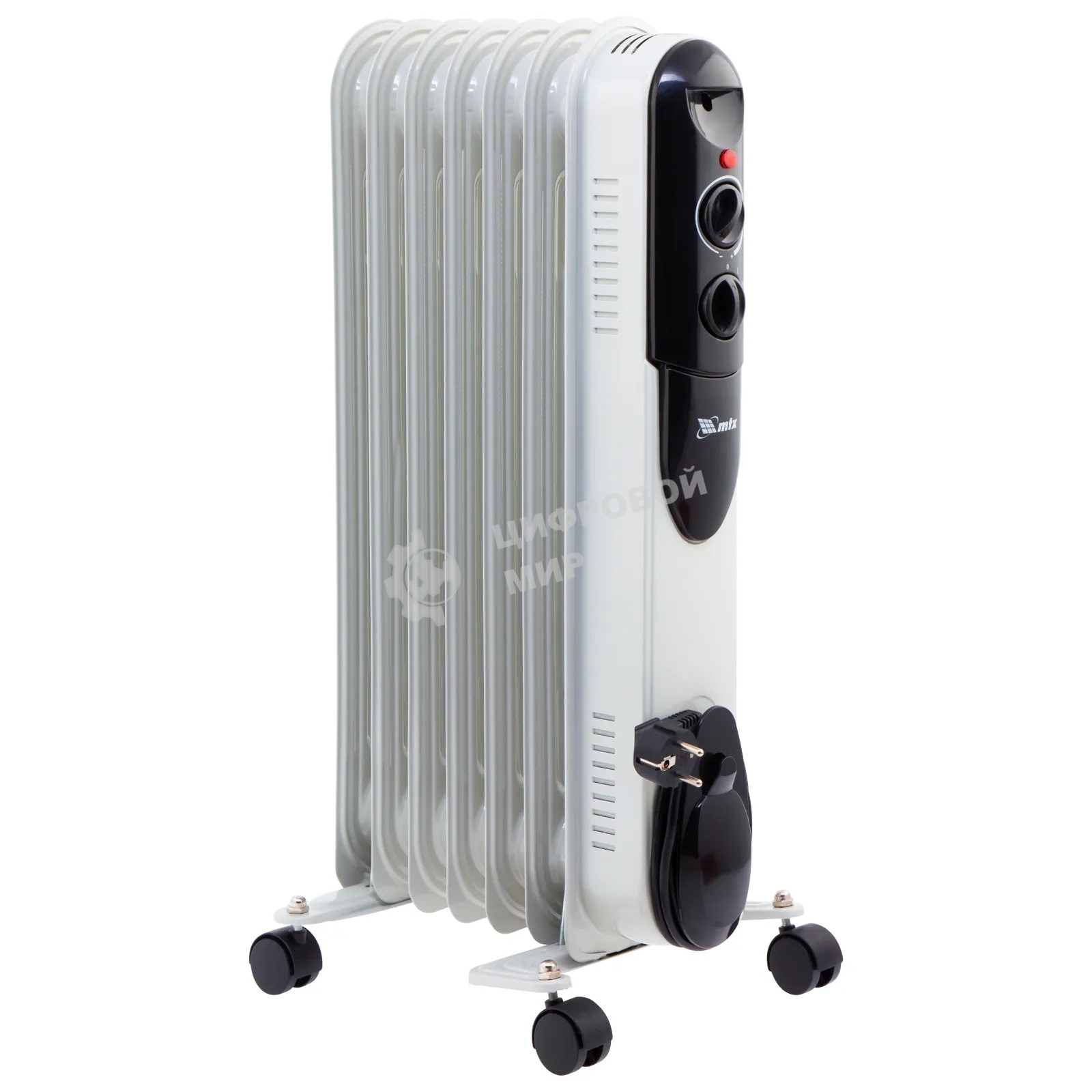 Обогреватель масляный MTX OCH-1500, белый, 1500 Вт, 15 м2, термостат