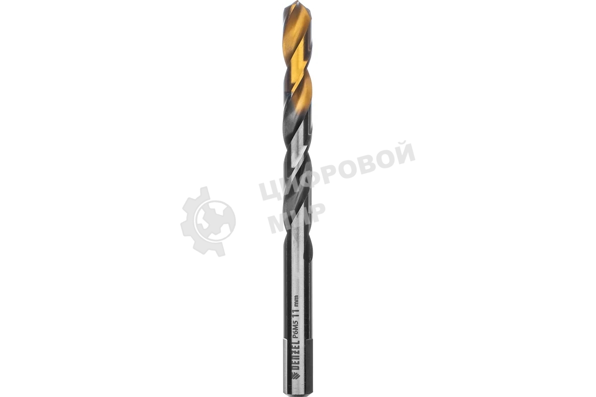 Сверло спиральное по металлу Denzel 11 x 142мм, Р6М5, Golden Tip, многогранная заточка